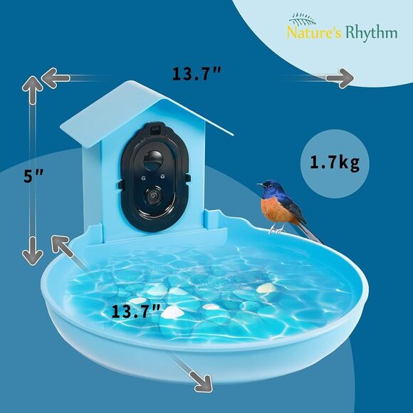 Nature’s Rhythm Smart Bird Bath Feeder Video Recorder AI Bird Identification Blu - Picture 3 of 13